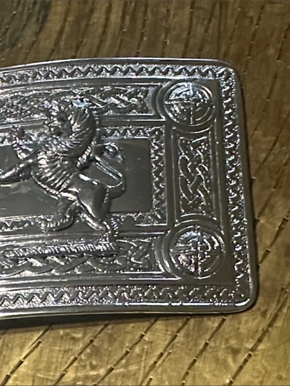 Scottish Celtic Design Silver Chrome Belt Buckle Rampart Lion Badge